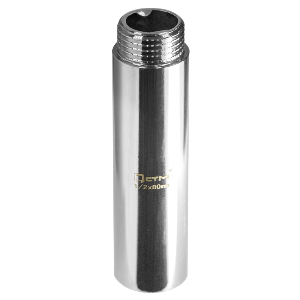 Удлинитель CTM 80 мм х 1/2 ВР(г) х 1/2 НР(ш) латунный (CREMF080)