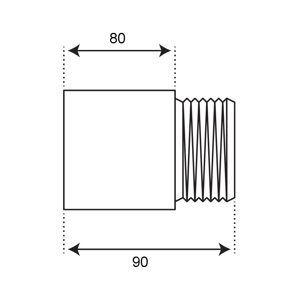 Удлинитель CTM 80 мм х 1/2 ВР(г) х 1/2 НР(ш) латунный (CREMF080)