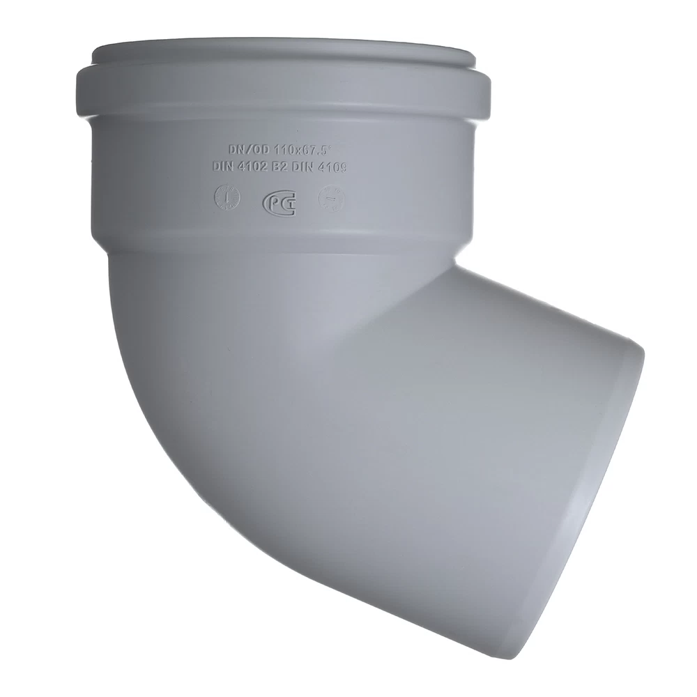Отвод Pro Aqua Stilte Plus d110 мм 67° пластиковый шумопоглощающий для внутренней канализации