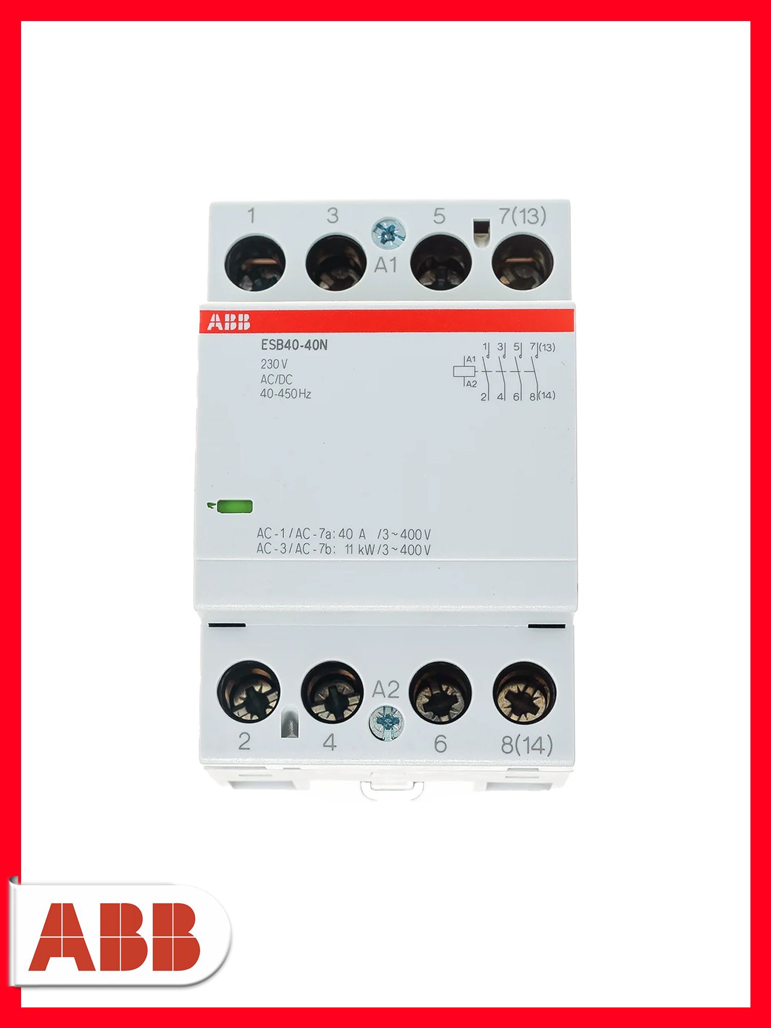 Модульный контактор ABB ESB40-40N-06, 40А 4НО, катушка 230В 1SAE341111R0640