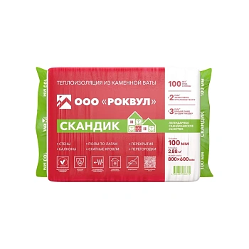 Утеплитель Роквул Лайт Баттс Скандик 100х600х800 мм 2,88 кв.м