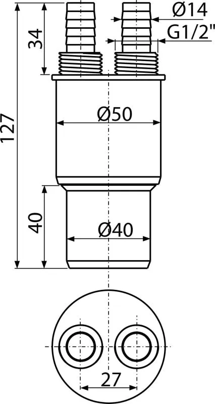AKS6 Аэратор-переход HT 40/50хG1/2 Alсaplast (Alcadrain)